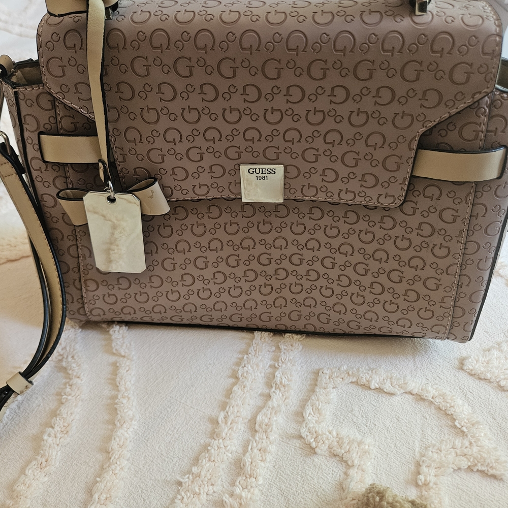 GUESS Women's Brown Logo Satchel Bag